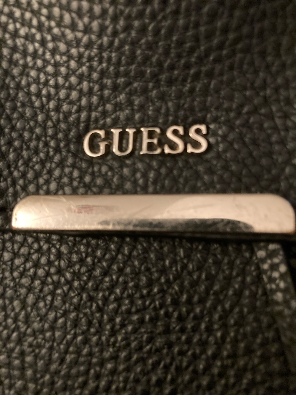 GUESS Black Textured Leather Drawstring Flap Backpack - Picture 2 of 3